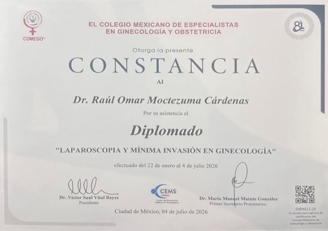Diplomado Laparoscopia y Mínima Invasión en Ginecología, COMEGO