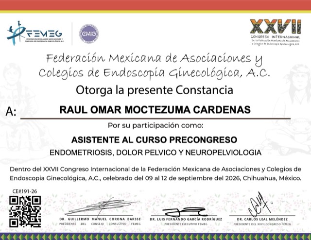 Curso Precongreso Endometriosis, Dolor Pélvico y Neuropelviología, FEMEG