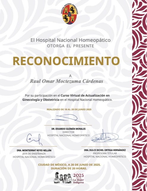 Curso Virtual de Actualización en Ginecología y Obstetricia, Hospital Nacional Homeopático