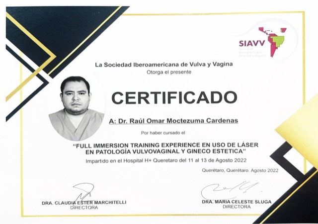 Full Immersion Training Experience en Uso de Láser en Patología Vulvovaginal y Gineco Estética, SIAVV