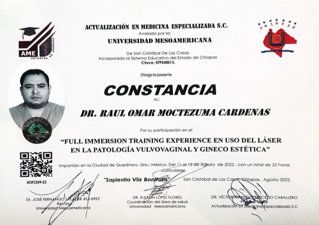 Full Immersion Training Experience en Uso de Láser en Patología Vulvovaginal y Gineco Estética, Universidad Mesoamericana
